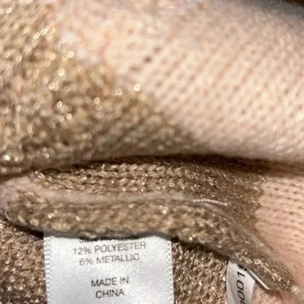 New York & Company Metallic Pink and Gold Striped Knit Sweater Size Large - Picture 5 of 6